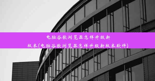 电脑谷歌浏览器怎样升级新版本(电脑谷歌浏览器怎样升级新版本软件)