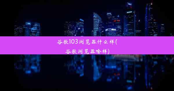 谷歌103浏览器什么样(谷歌浏览器啥样)